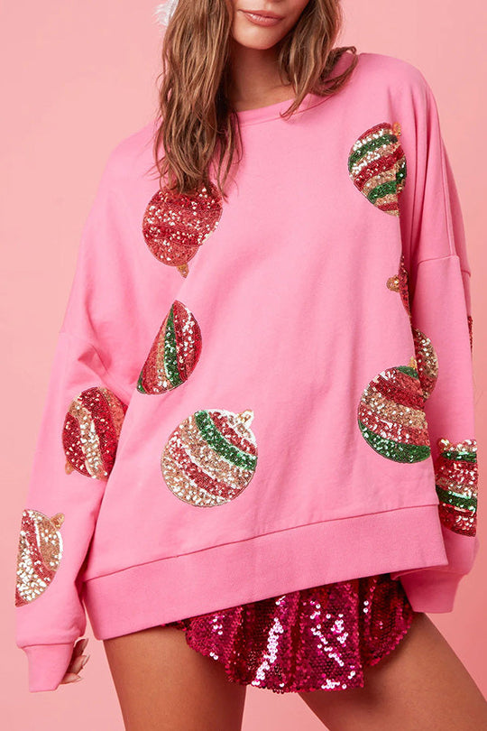 Luvik | Joulupallo Paljetit Rentoa Pitkähihaista Paitaa