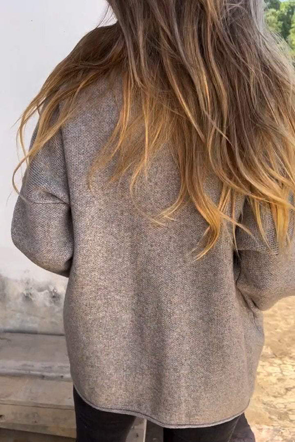 Luvik | Väri Pyöreä kaula-aukoitus Pitkähihaisessa Vapaa-ajan Vetoketju Tasku Neuletakki