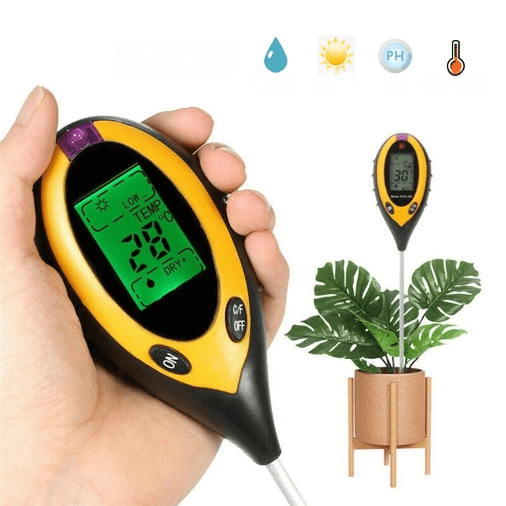 Luvikno | 4-i-1 Jord Analyzer: pH, Fuktighet, Temperatur, Lys