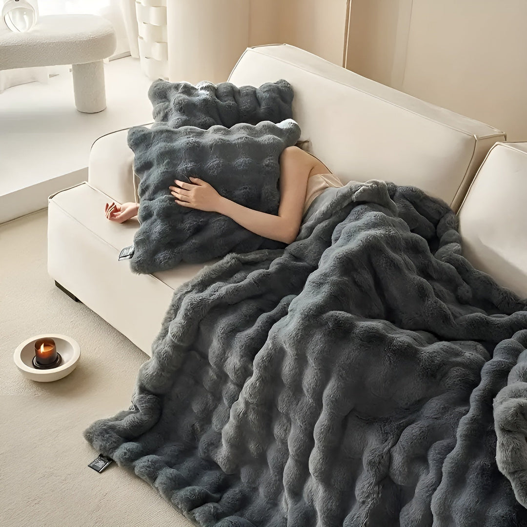 Fleece og fleece-teppe – Ekstra myk & varm | Perfekt for sofa og soverom | Luvikno
