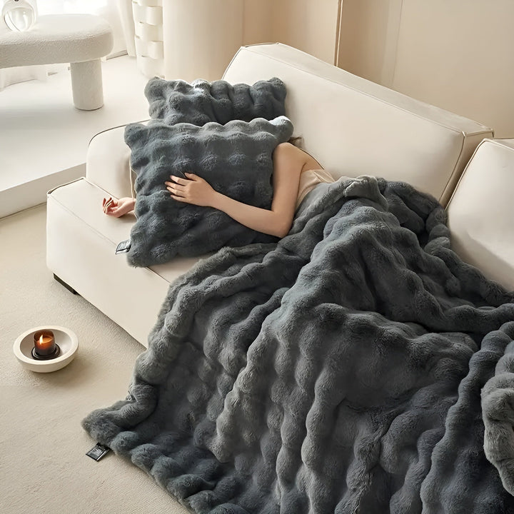 Fleece og fleece-teppe – Ekstra myk & varm | Perfekt for sofa og soverom | Luvikno