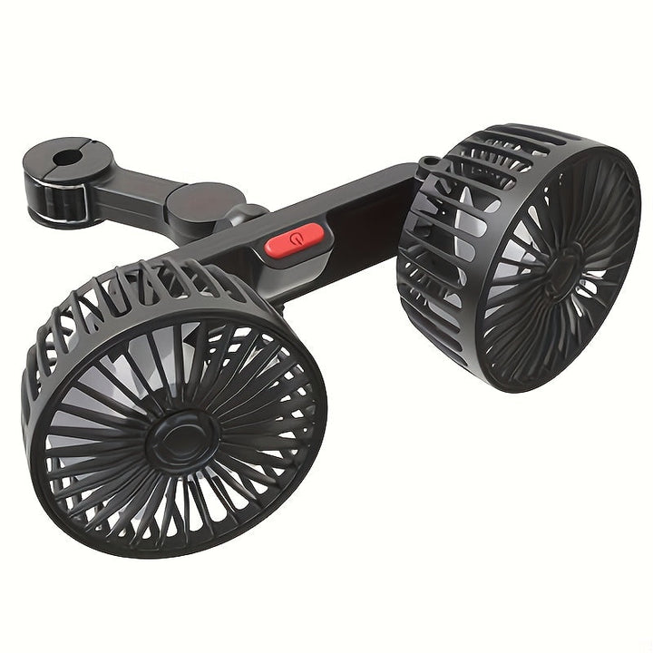 Luvikno | Dobbel Vifte AirTrek Duo | 360° roterbar | Ultra-stille & Kompakt | USB Bilvifte med 5 Blader