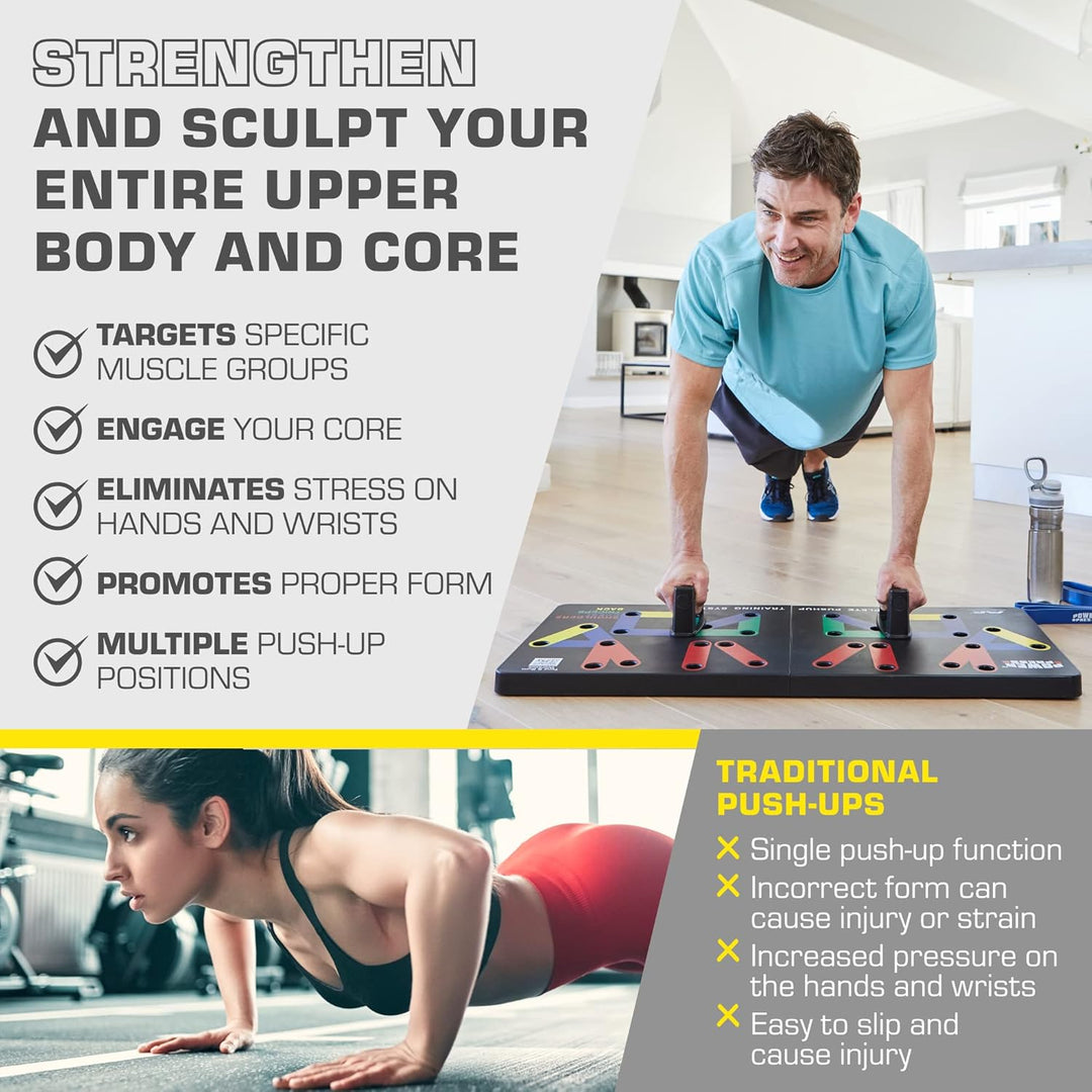 FlexiFit - Sammenleggbart Push-Up Treningsbord med Fargekoding Luvikno