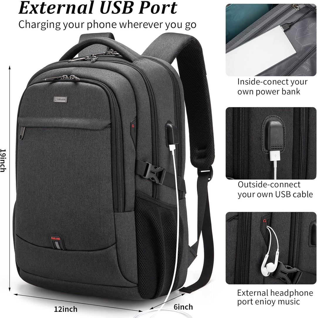 Vanntett reise laptop ryggsekk med USB-port og organisert lagring | Luvikno