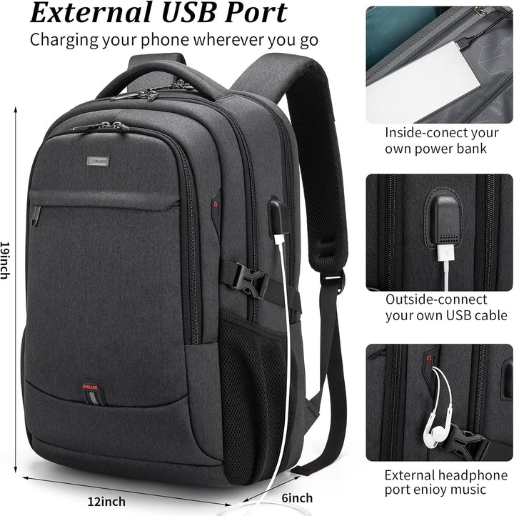 Vanntett reise laptop ryggsekk med USB-port og organisert lagring | Luvikno