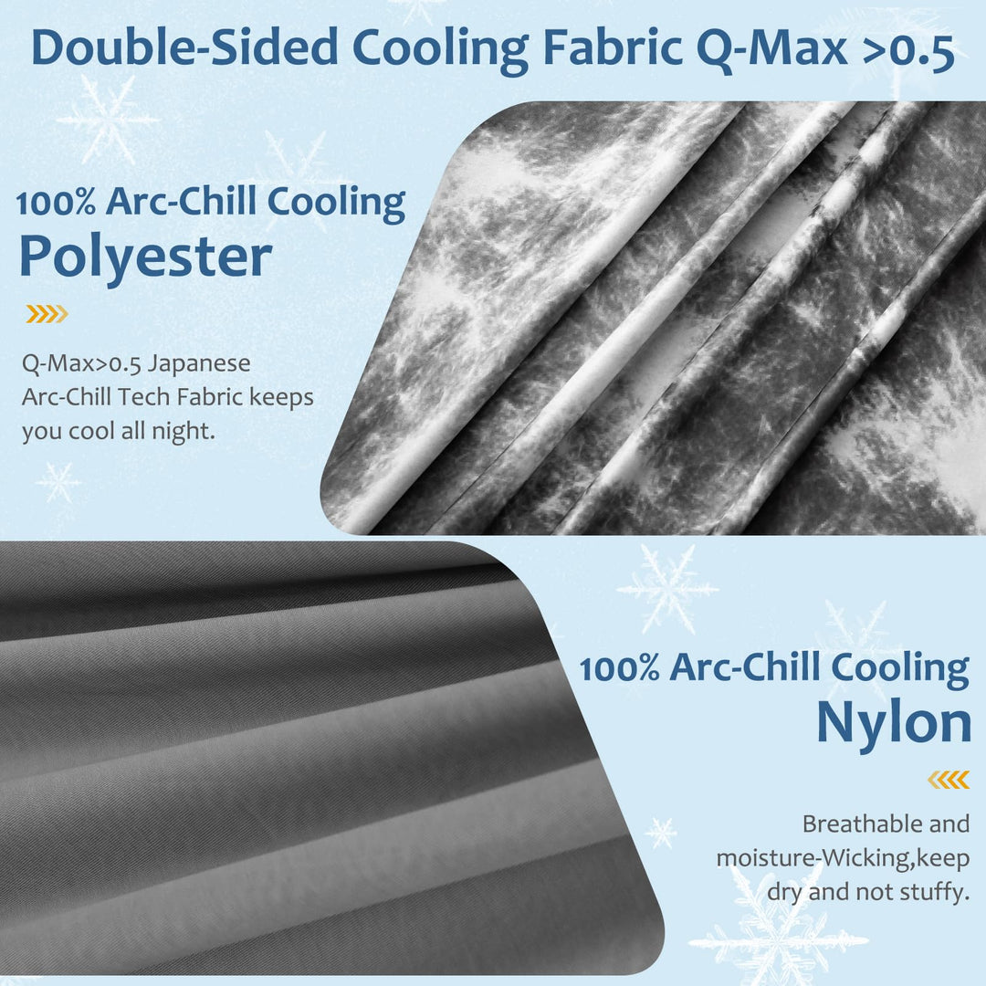 Tie Dye Kjøleteppe – Q-Max 0.5+ Dobbel-Lags Dobbelt-Sidig Kald Berøring Teppe for Komfortable Sommernetter-Grå | Luvikno