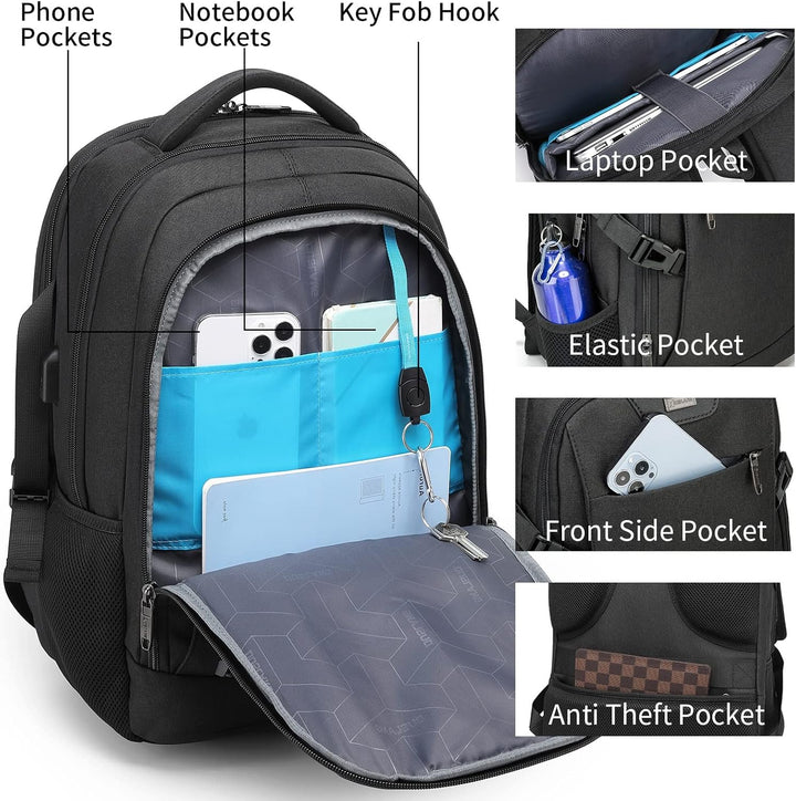 Vanntett reise laptop ryggsekk med USB-port og organisert lagring | Luvikno