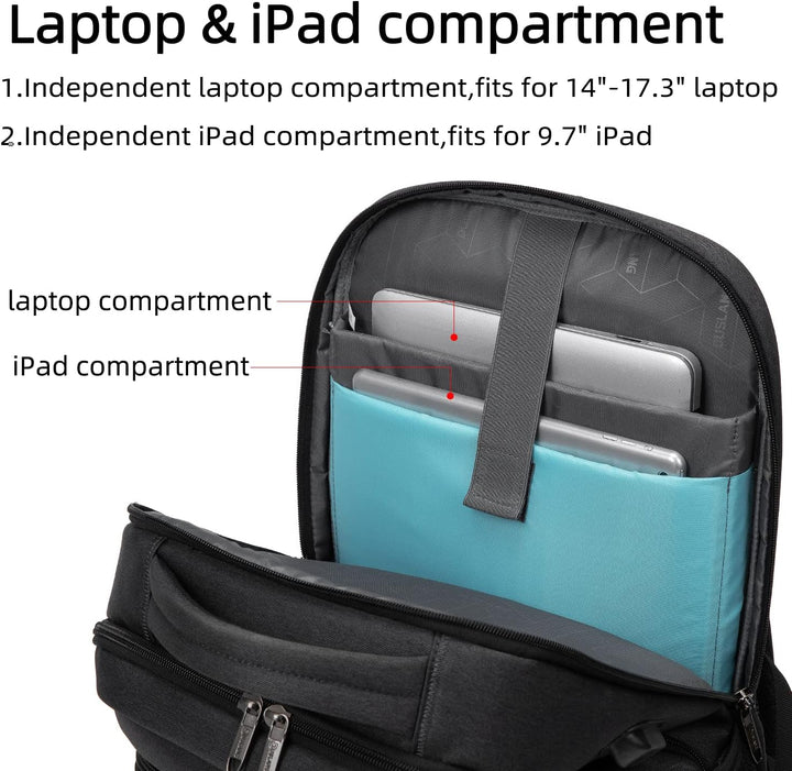 Vanntett reise laptop ryggsekk med USB-port og organisert lagring | Luvikno