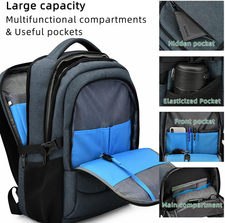 Vanntett reise laptop ryggsekk med USB-port og organisert lagring | Luvikno