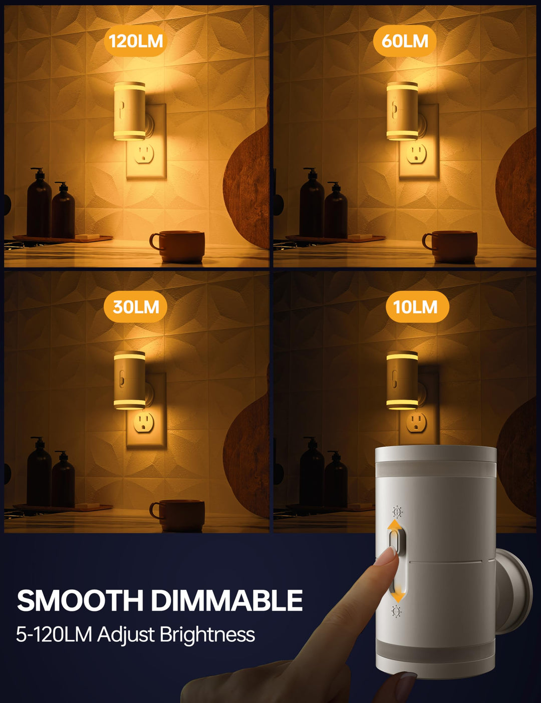 Luvikno | Kindeep Amber Nattlys Med Dusk Til Dawn Sensor, Dimmbar 5-120Lm, 2 Pakke For Soverom &