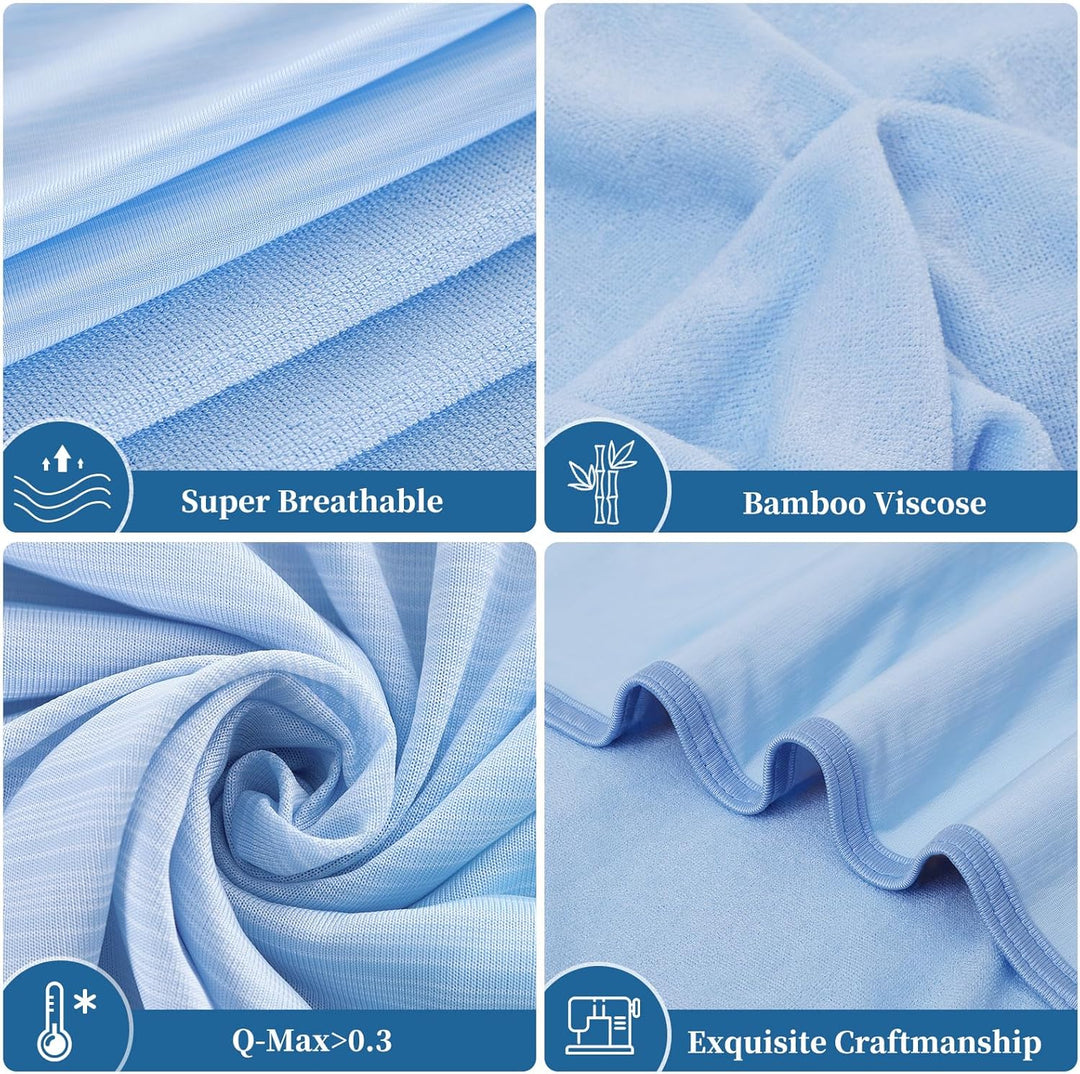 Cool Fiber Q-Max 0.4 Dobbeltsidig Is Silke Kjøleteppe – Lake Blue | Luvikno
