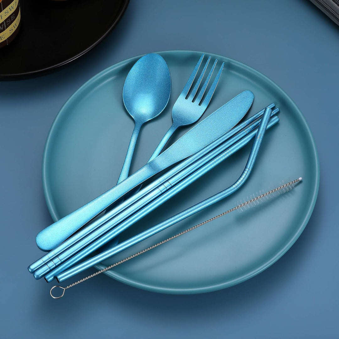 Luvikno | Bestikksett GoCutlery | 4-delt for på farten | Rustfritt stål & BPA-fritt | Med transportcase