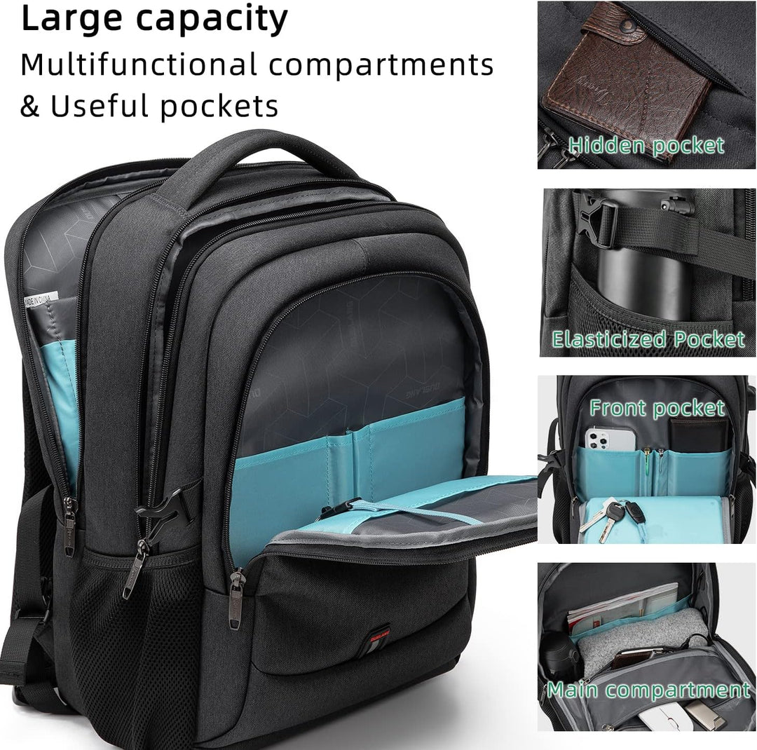 Vanntett reise laptop ryggsekk med USB-port og organisert lagring | Luvikno