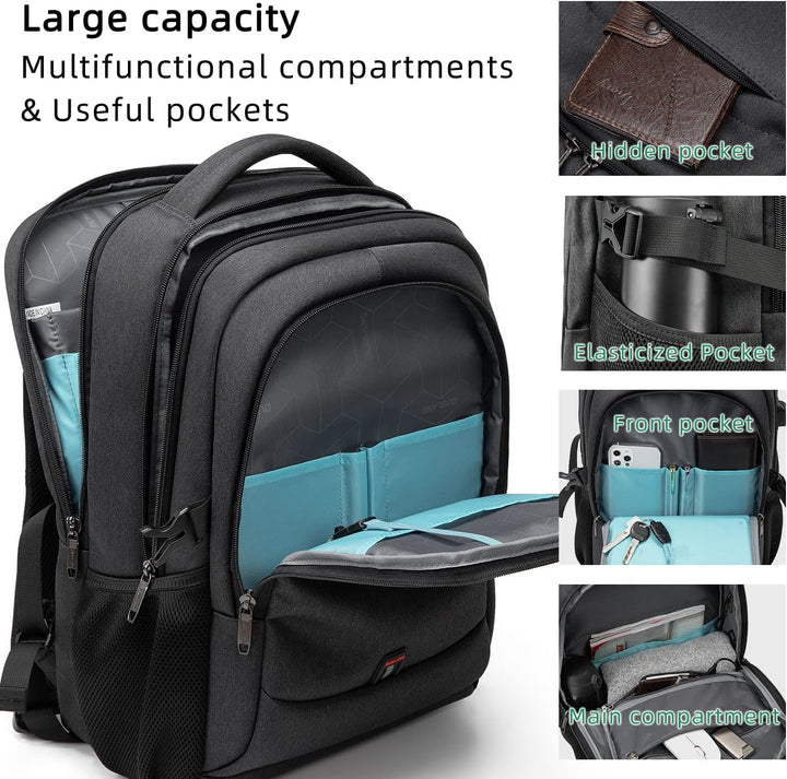 Vanntett reise laptop ryggsekk med USB-port og organisert lagring | Luvikno