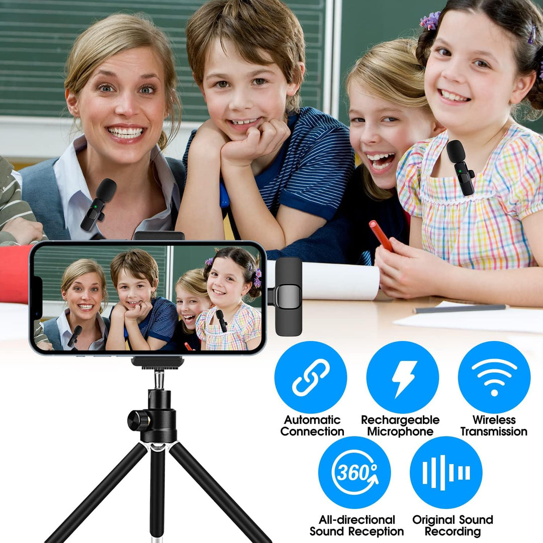 2-Pack trådløs mikrofon for iPhone iPad Luvikno