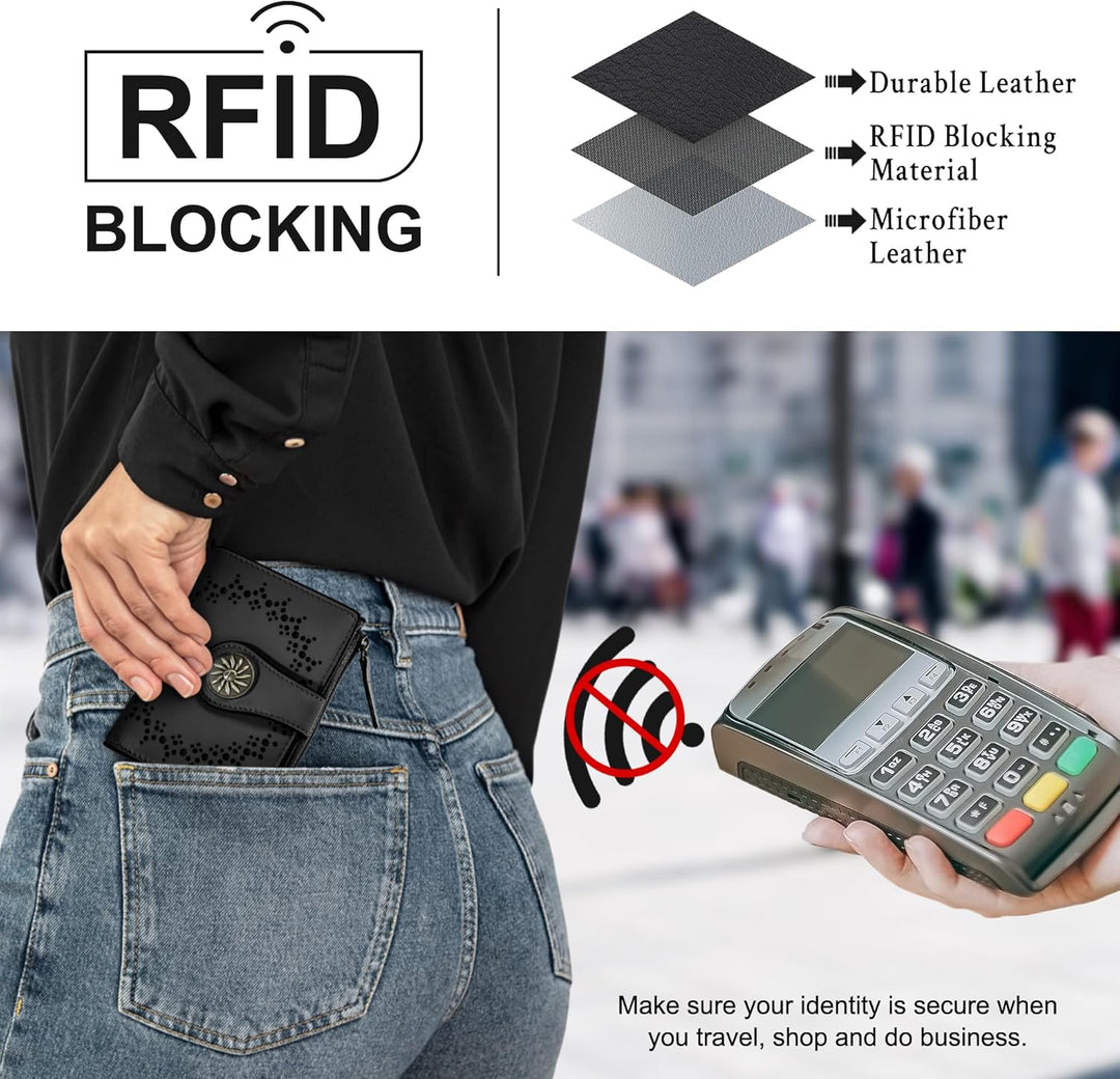 Elegant RFID Kvinne Lommebok med Glidelås Luvikno