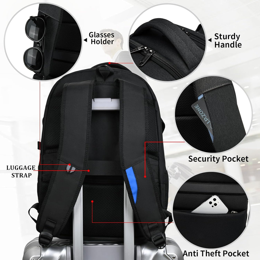 Vanntett reise laptop ryggsekk med USB-port og organisert lagring | Luvikno