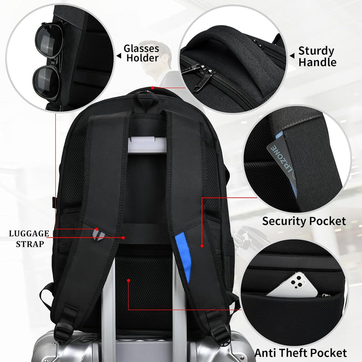 Vanntett reise laptop ryggsekk med USB-port og organisert lagring | Luvikno