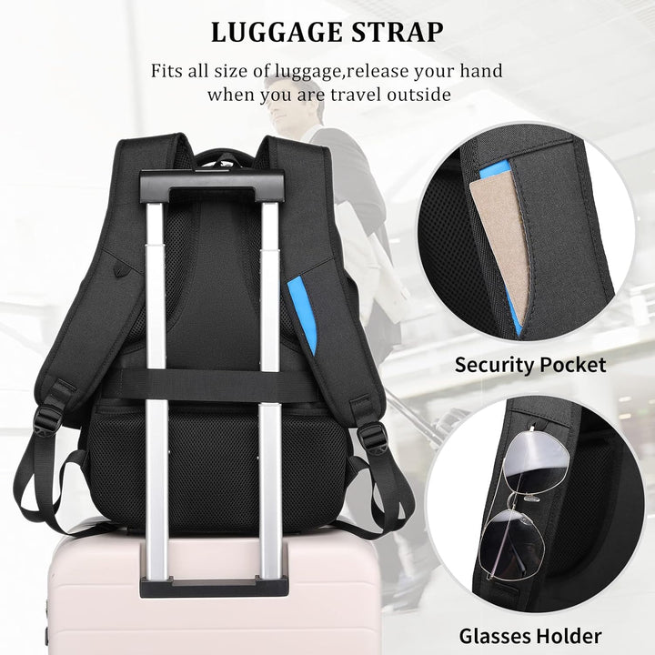 Vanntett reise laptop ryggsekk med USB-port og organisert lagring | Luvikno