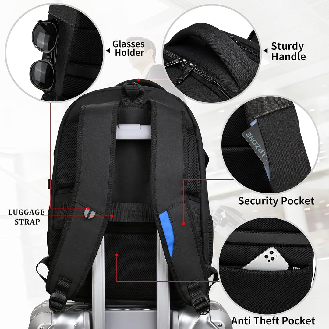 Vanntett reise laptop ryggsekk med USB-port og organisert lagring | Luvikno