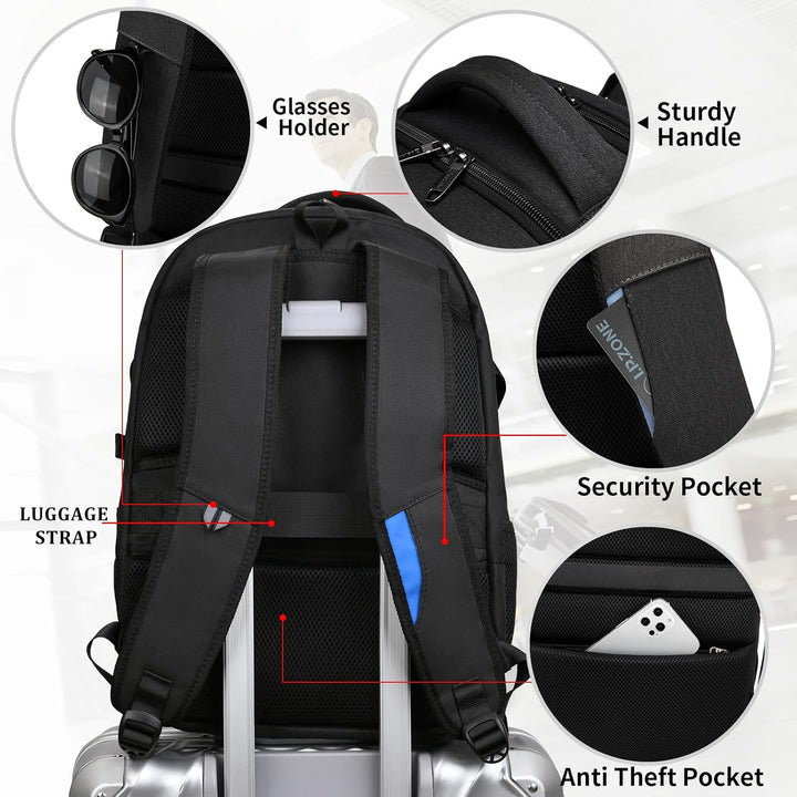 Vanntett reise laptop ryggsekk med USB-port og organisert lagring | Luvikno