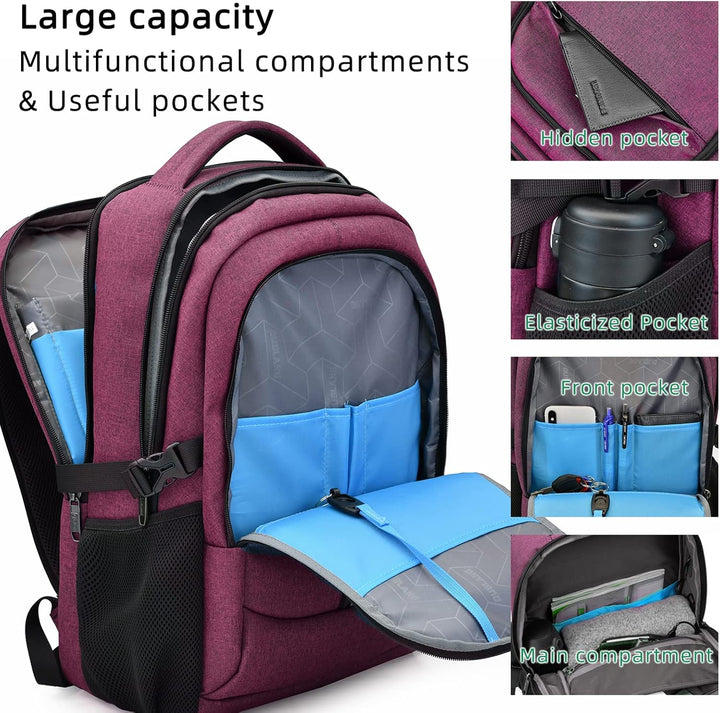Vanntett reise laptop ryggsekk med USB-port og organisert lagring | Luvikno