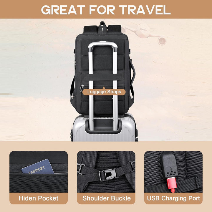 40L Utvidbar Vanntett Reiseryggsekk med USB-port og 17” Laptop-futteral – AirVoyage | Luvikno