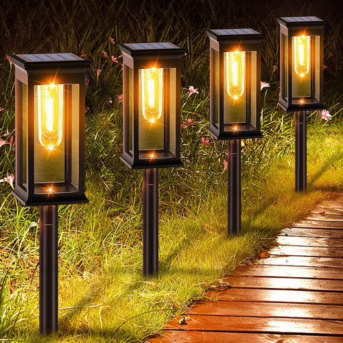 Luvikno | Solhage Veibelys | Automatisk Dusk Sensor | IP65 Vanntett | Varm Hvit LED | 12t Driftstid | Sett med 2