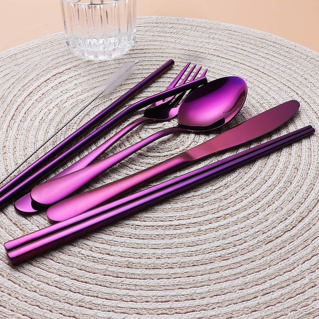 Luvikno | Bestikksett GoCutlery | 4-delt for på farten | Rustfritt stål & BPA-fritt | Med transportcase