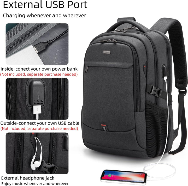 Vanntett reise laptop ryggsekk med USB-port og organisert lagring | Luvikno