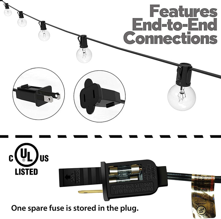 25FT Globe String Lights with Bulbs for Indoor/Outdoor Vanntett Koble Sammen Henge Lys til Bakgård Veranda Balkong Fest Dekor | Luvikno