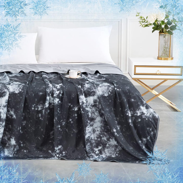 Tie-Dye Kjøleteppe – Q-Max > 0,5, Dobbeltsidet & Stilig Farge Svart | Luvikno