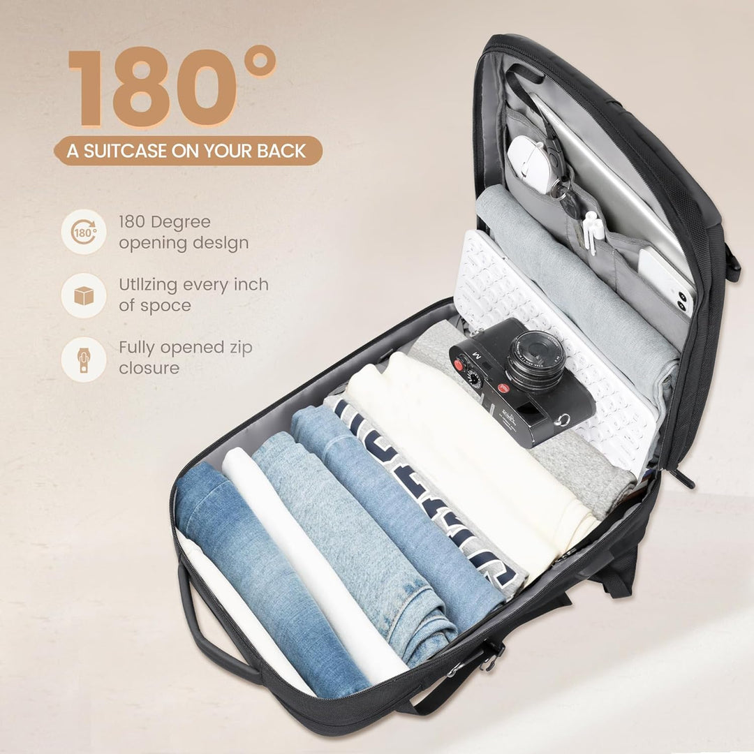 40L Utvidbar Vanntett Reiseryggsekk med USB-port og 17” Laptop-futteral – AirVoyage | Luvikno