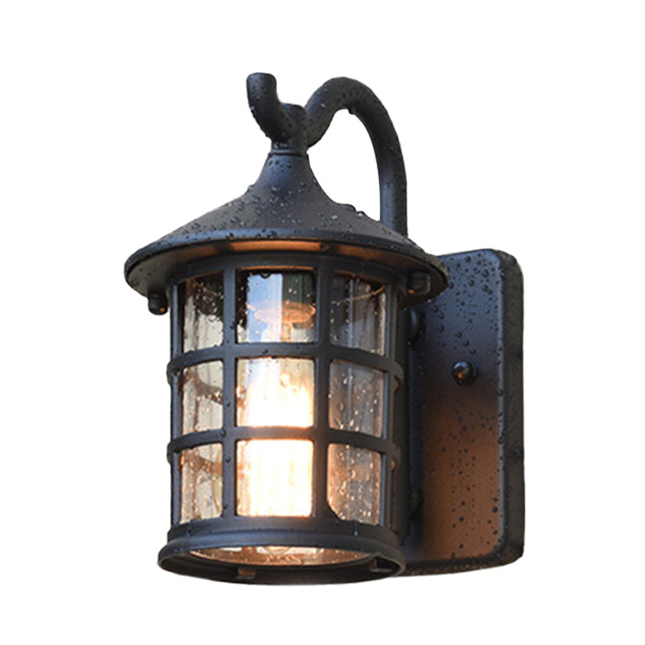 Seedet Glass Lantern Vegglampe Landsby Enkelt Lys Utendørs Vegglampe i Bronse/Svart | Luvikno