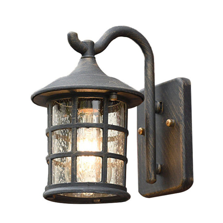 Seedet Glass Lantern Vegglampe Landsby Enkelt Lys Utendørs Vegglampe i Bronse/Svart | Luvikno