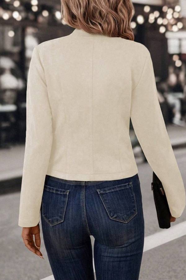 Luvik | Kauluksellinen Avoin Etu Nappi Koriste Takki