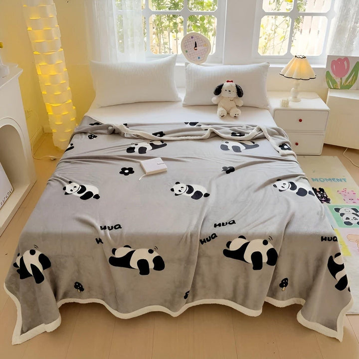 PandaSnug Teppe - Myk og Varm Panda Trykk Flanell Fleece Teppe | Luvikno