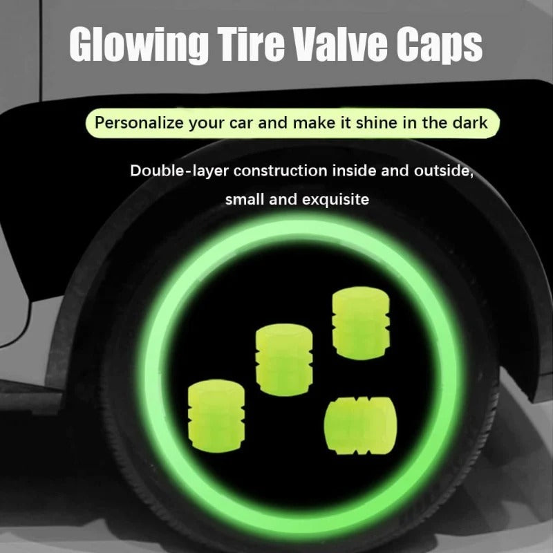 20-Pack Neon Green Glow Dekkventilkapsler – Ingen batteri nødvendig, Universal passform Luvikno