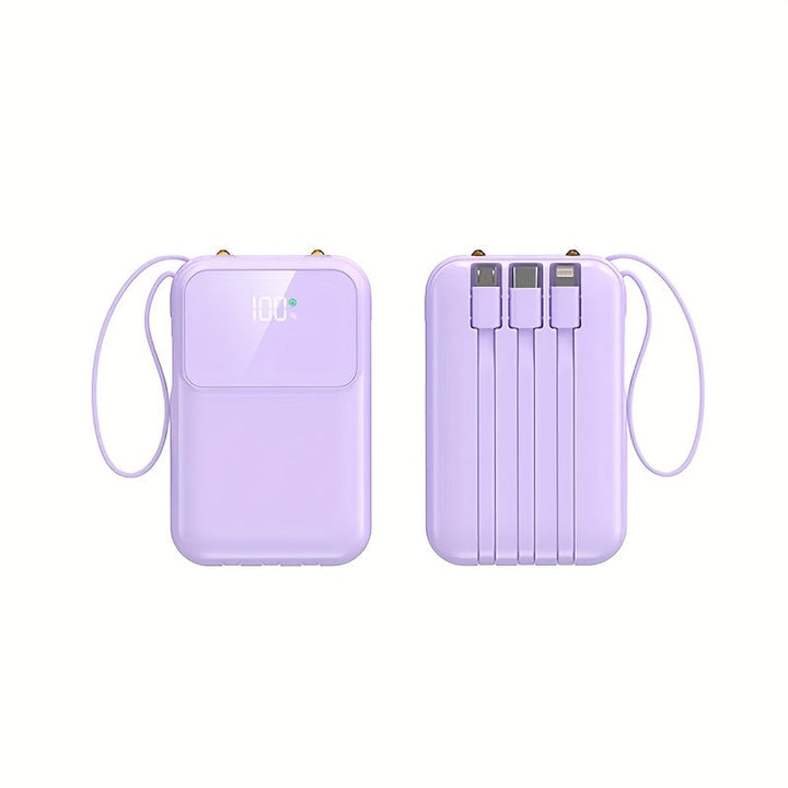 Luvikno | 10000mAh Portable Power Bank with Fast Charging and Built-in Cables – Compact Phone Charger with LED Display