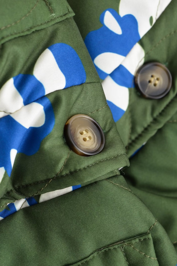 Luvik | Painettu pyöreä kaulus yksirivinen ohut puuvillatakki