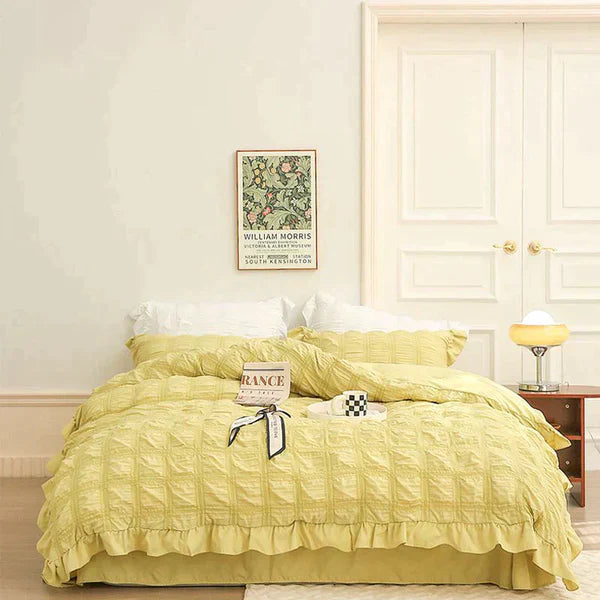 Icy Seersucker Sommer Kjøl Quilt Blonde 4-delt Sett | Luvikno
