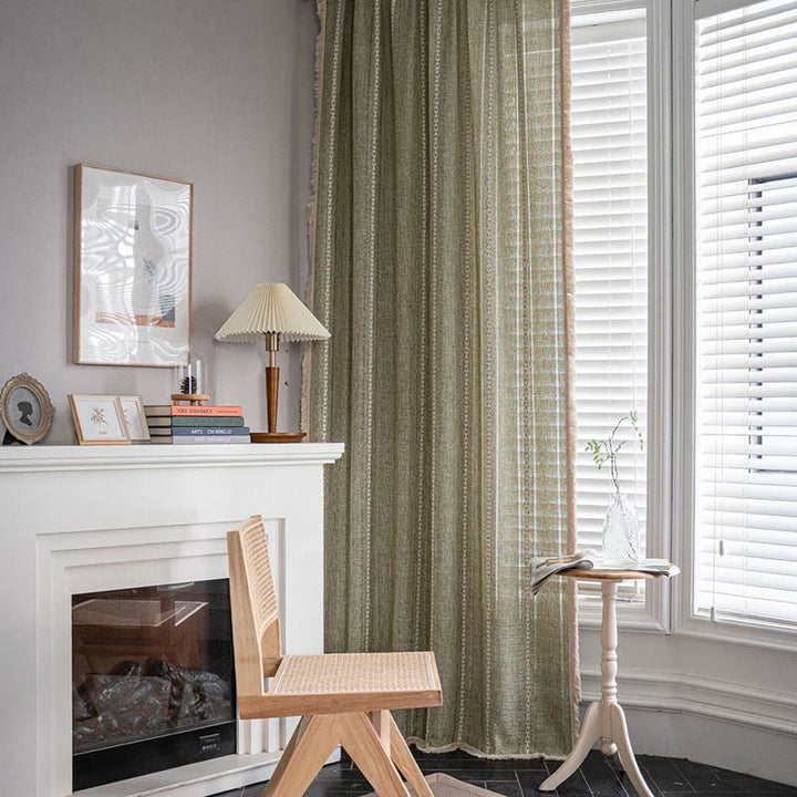 Enkel Stripe Hollow-out Semi-skygge Tussel Gardin | Luvikno