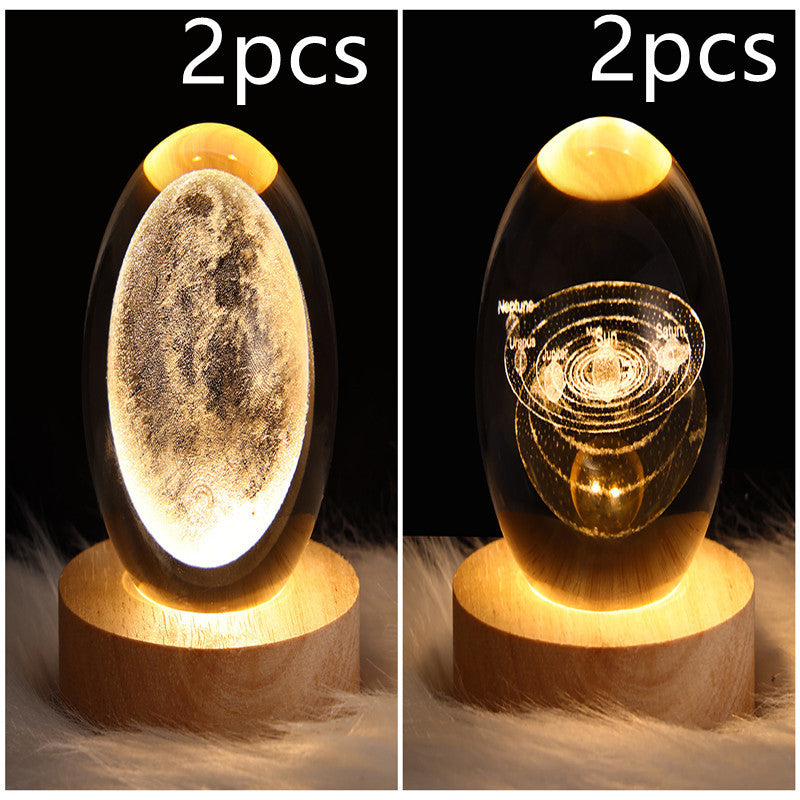 3D Galaxy Crystal Ball LED Nattlys | Luvikno