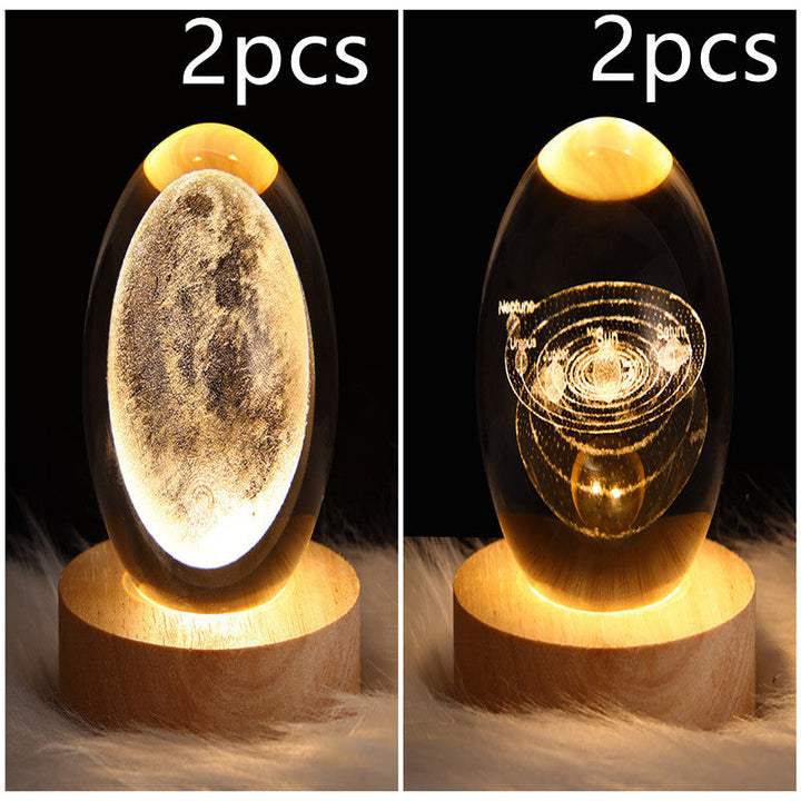 3D Galaxy Crystal Ball LED Nattlys | Luvikno