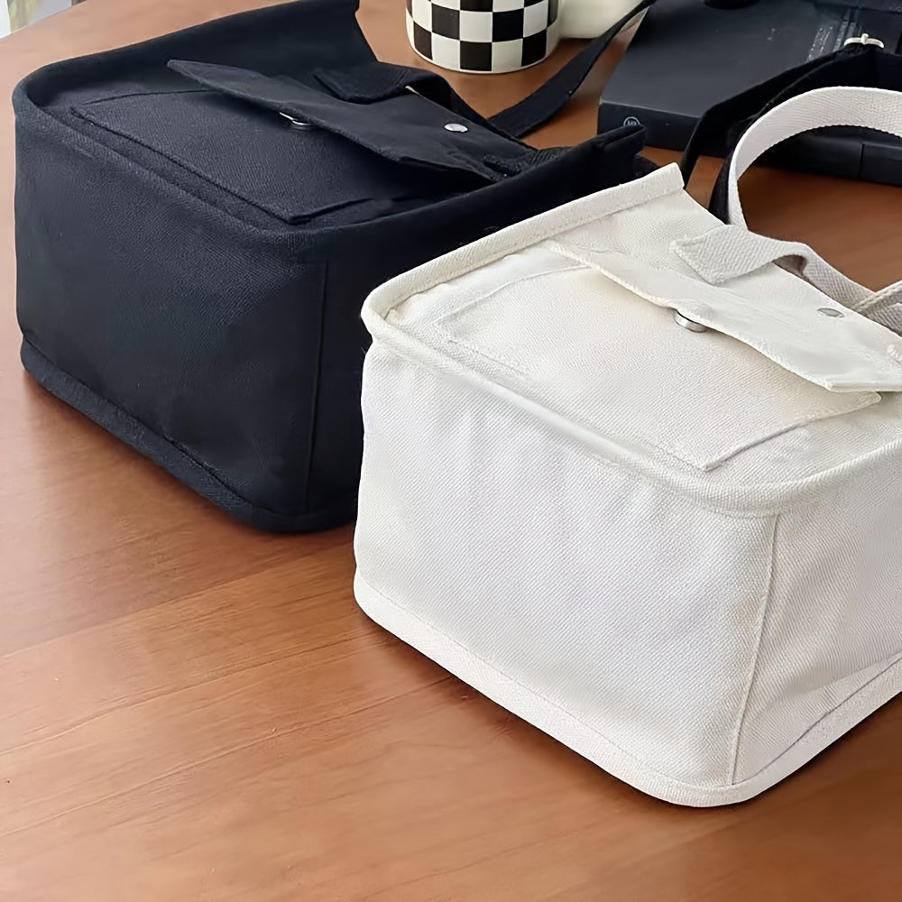 UrbanEase Canvas Slingbag – Hvit skulderveske med magnetlukking og justerbar stropp | Luvikno