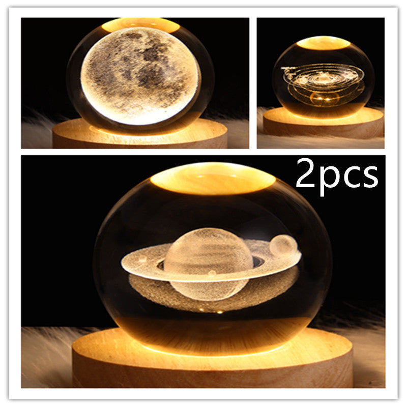 3D Galaxy Crystal Ball LED Nattlys | Luvikno