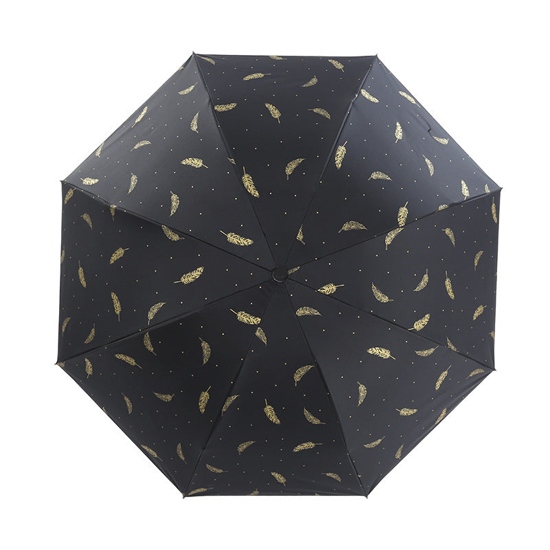 Damen Automatic Falt-Regenschirm mit elegantem Federdesign Luvikno