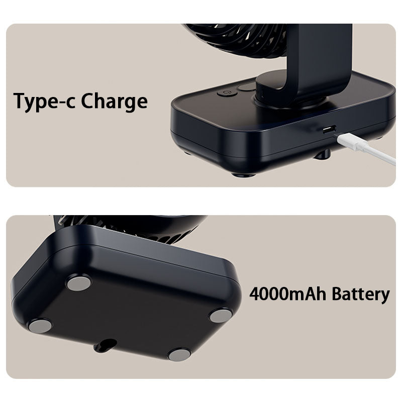 Bærbar oppladbar USB-bordvifte med 4 hastigheter | Luvikno