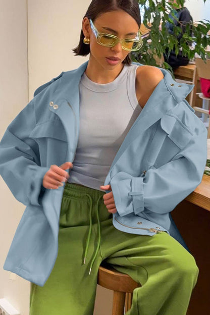 Luvik | Kaula-aukko kiristetty vyötärö puuvillatakki