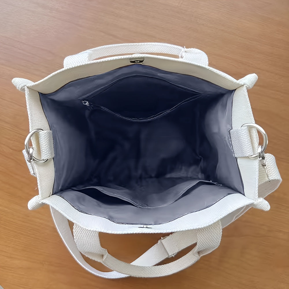UrbanEase Canvas Slingbag – Hvit skulderveske med magnetlukking og justerbar stropp | Luvikno